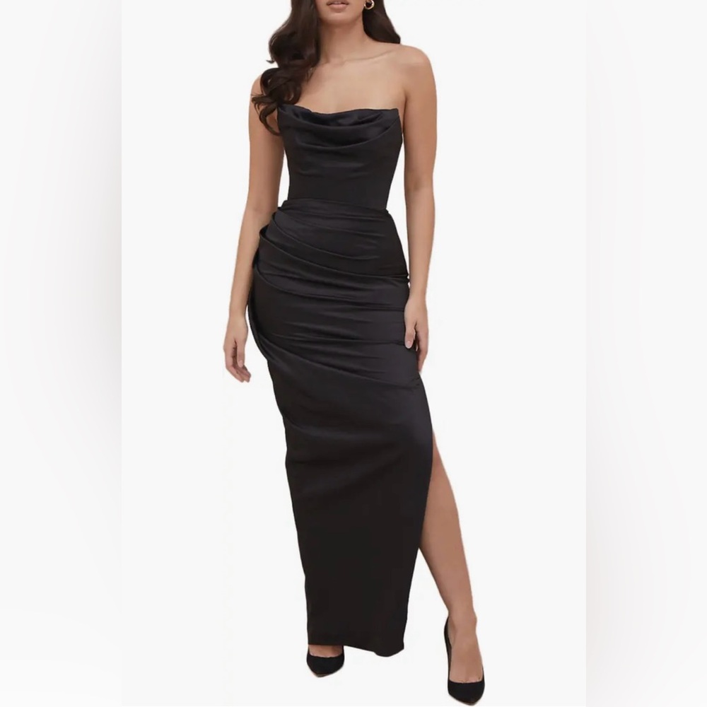 House of CB Adrienne Strapless Satin Gown
